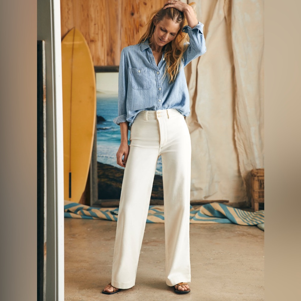 Faherty stretch terry pant Sz 27 color egret